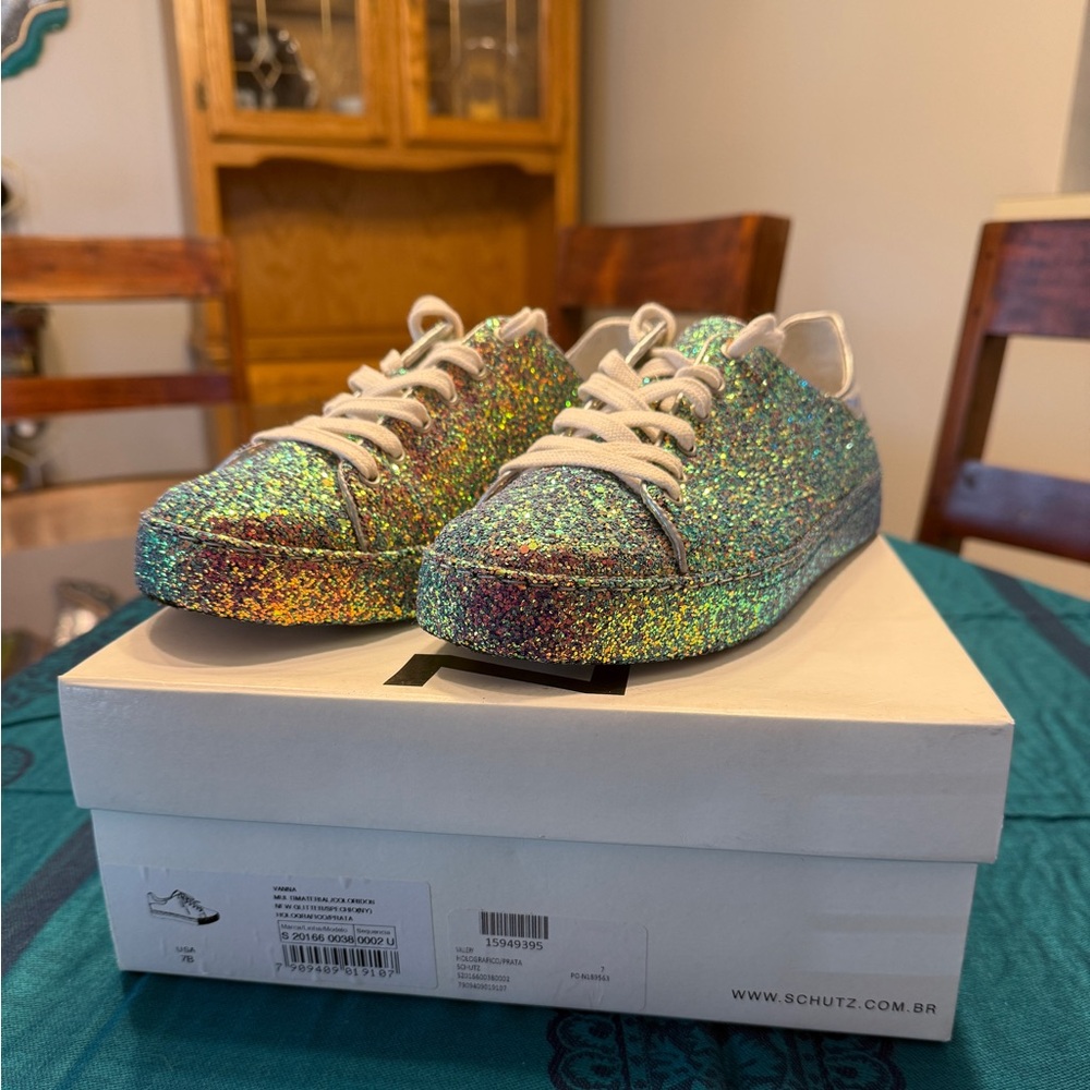 Schutz Sparkly Platform Sneakers
